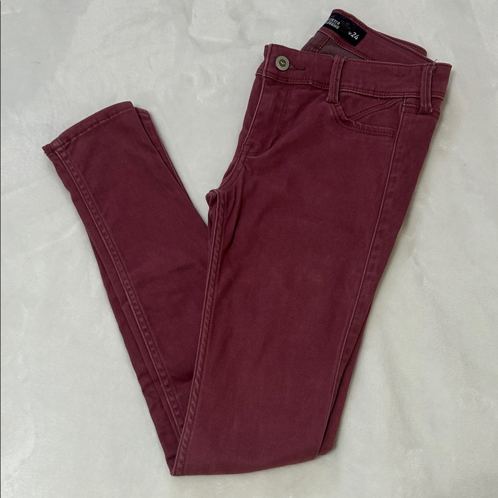 Hollister Women's Skinny Pants in Burgundy